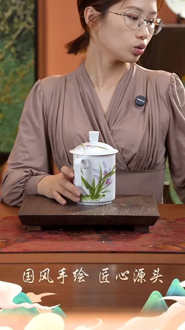 陶瓷景德镇釉中彩餐具领导杯600cc