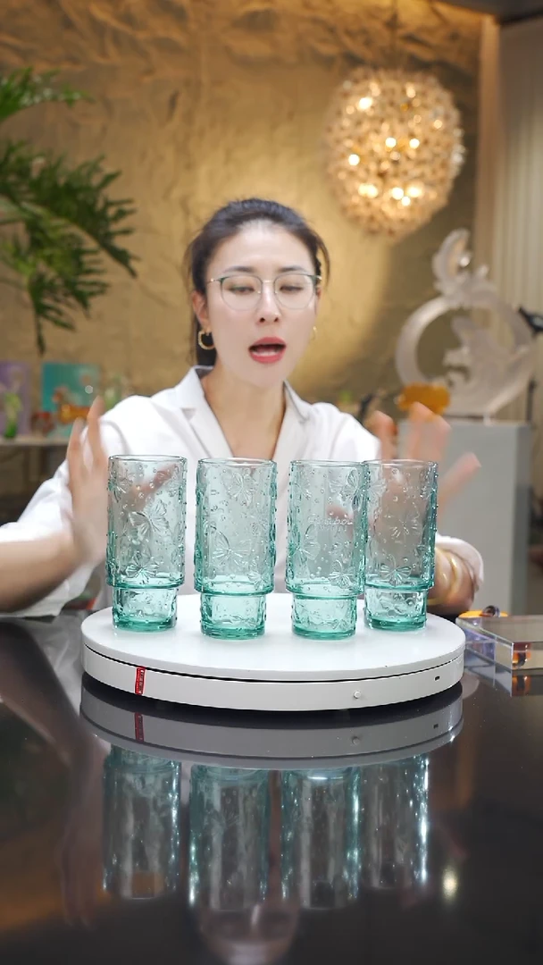 瓷片福利蓝色水杯一套四只