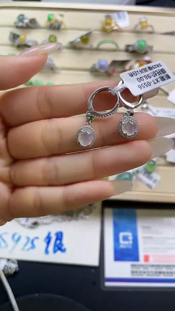 银S925镶嵌戒指翡翠翡翠 蛋面 银S925镶嵌