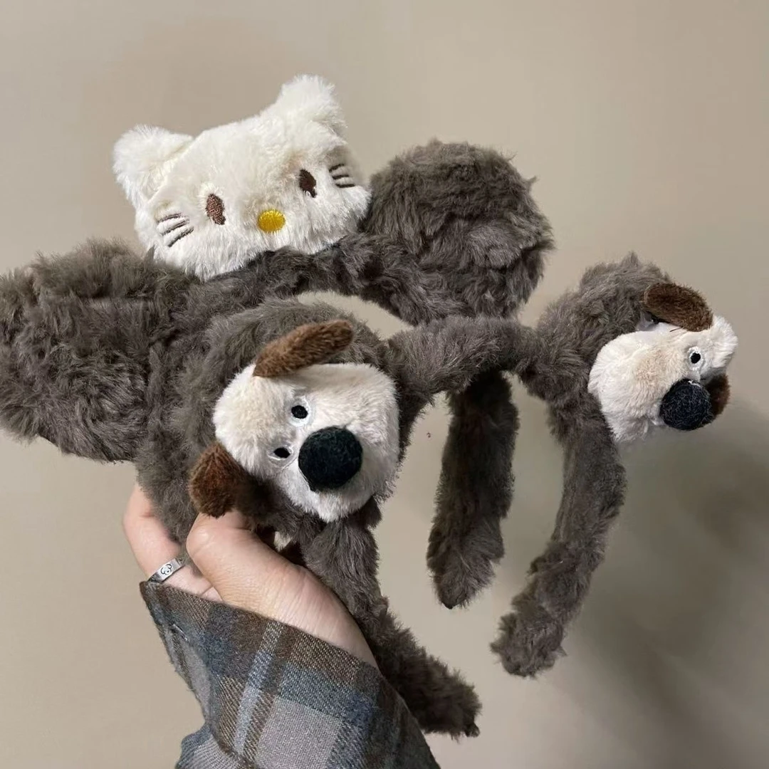 可爱甜美新款布艺风格细头箍款敷面膜专用毛绒系轻少女小猫卡通韩