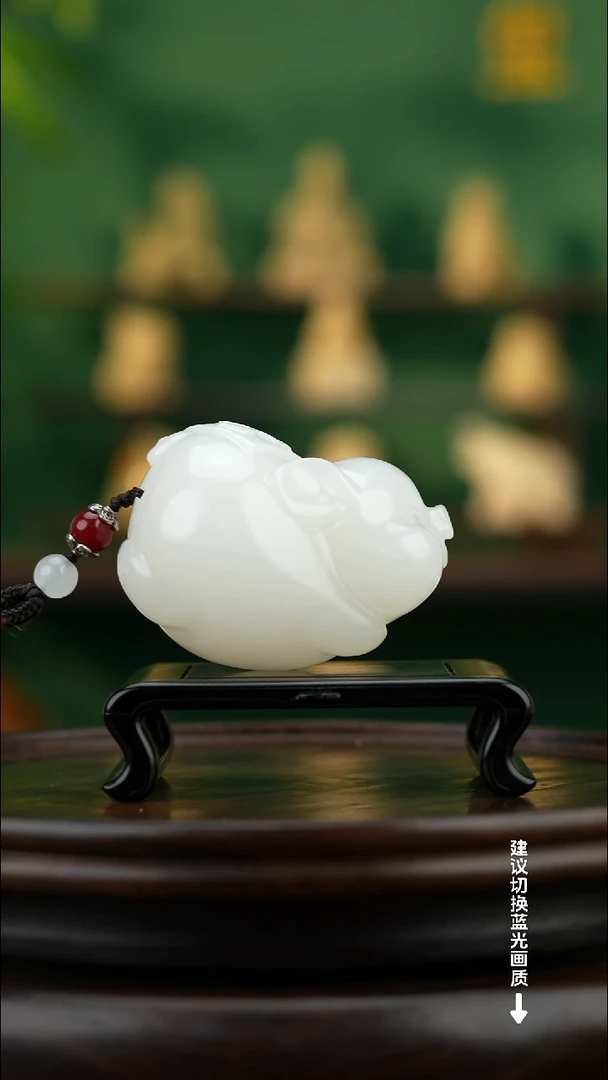 玉【吉祥福猪】天然玉石手把件