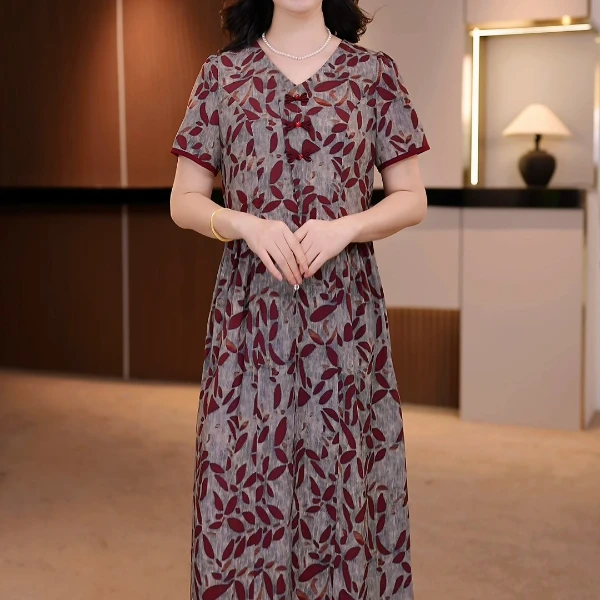 夏季新款大码女装连衣裙遮肉显瘦收腰连衣裙【D】XKL1001