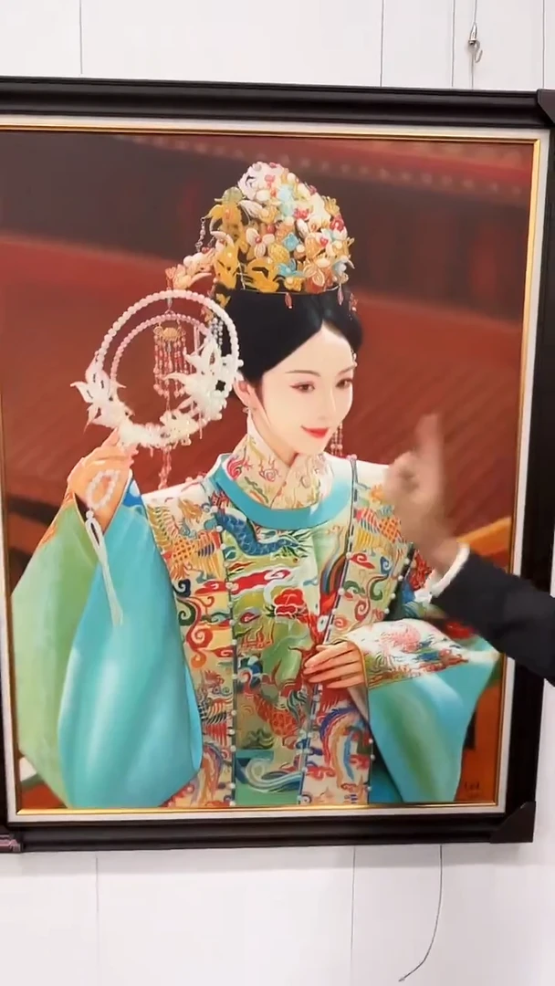 国画吴子逸-90x120-故宫人物-带框-补书