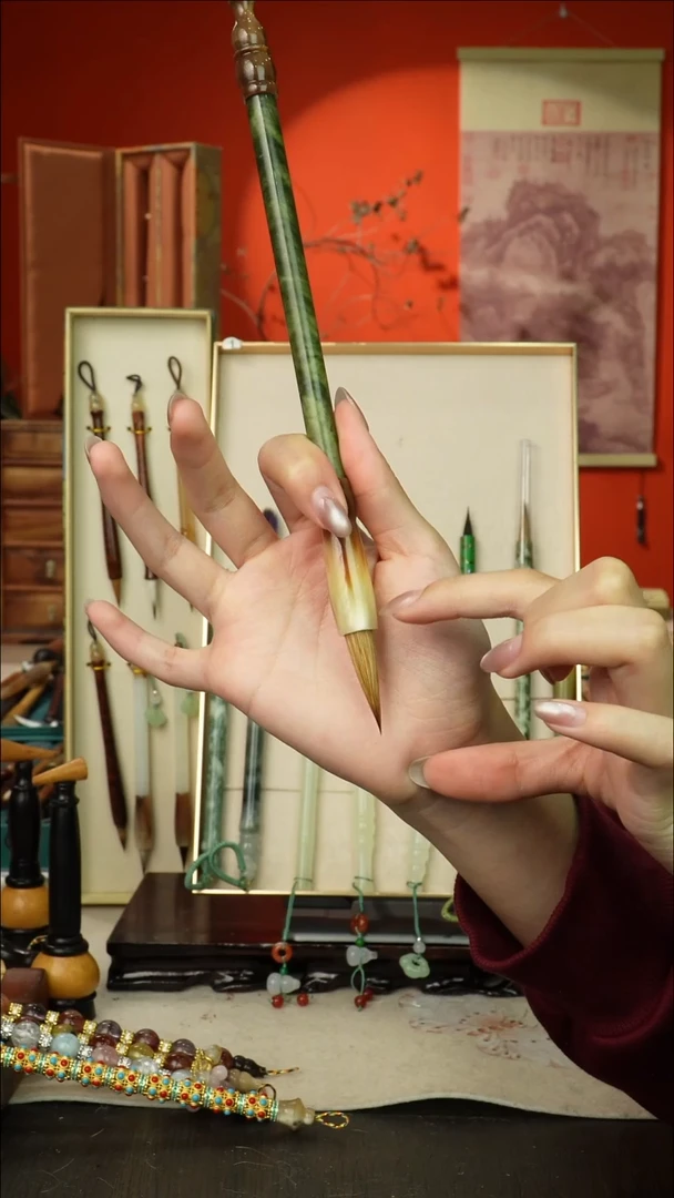 190号闪孤品高货毛笔链接 清水试笔 蘸墨不退