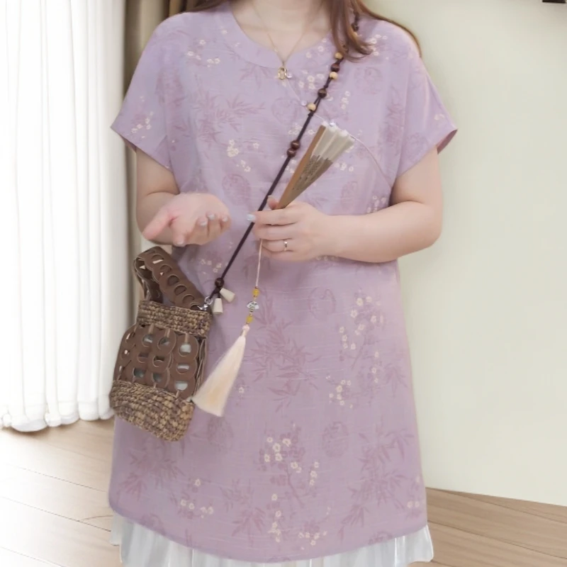 【缃荷映夏】提花新中式衬衫夏季斜襟盘扣小衫C5514