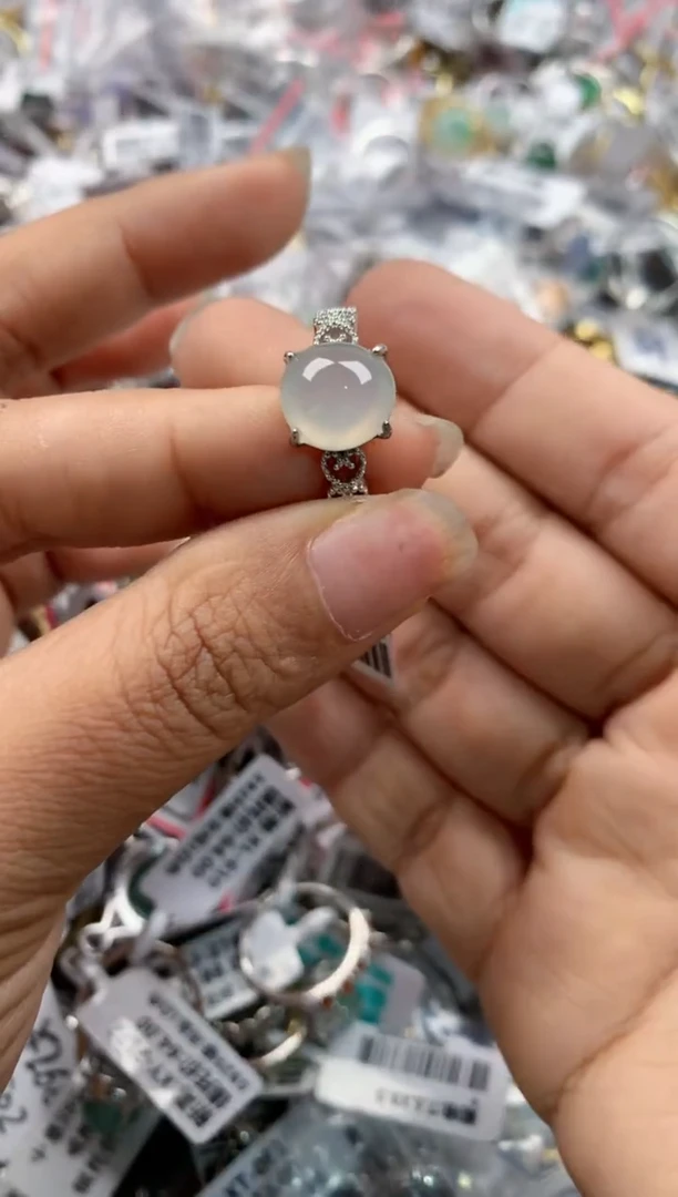 银S925镶嵌戒指翡翠888----2