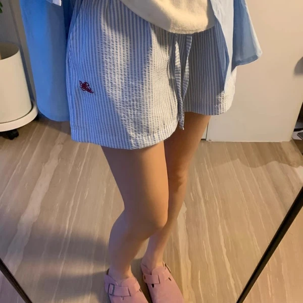 薄款抽绳裤子刺绣阔腿百搭外穿短裤宽松夏季热裤女款三分裤显瘦