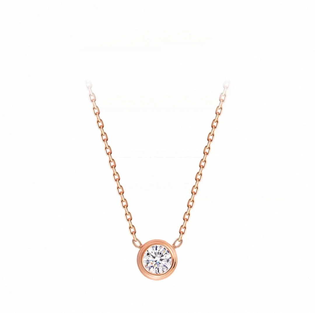 坠链均925银莫桑石 XL-461经典时尚玫瑰金色50分泡泡锁骨链