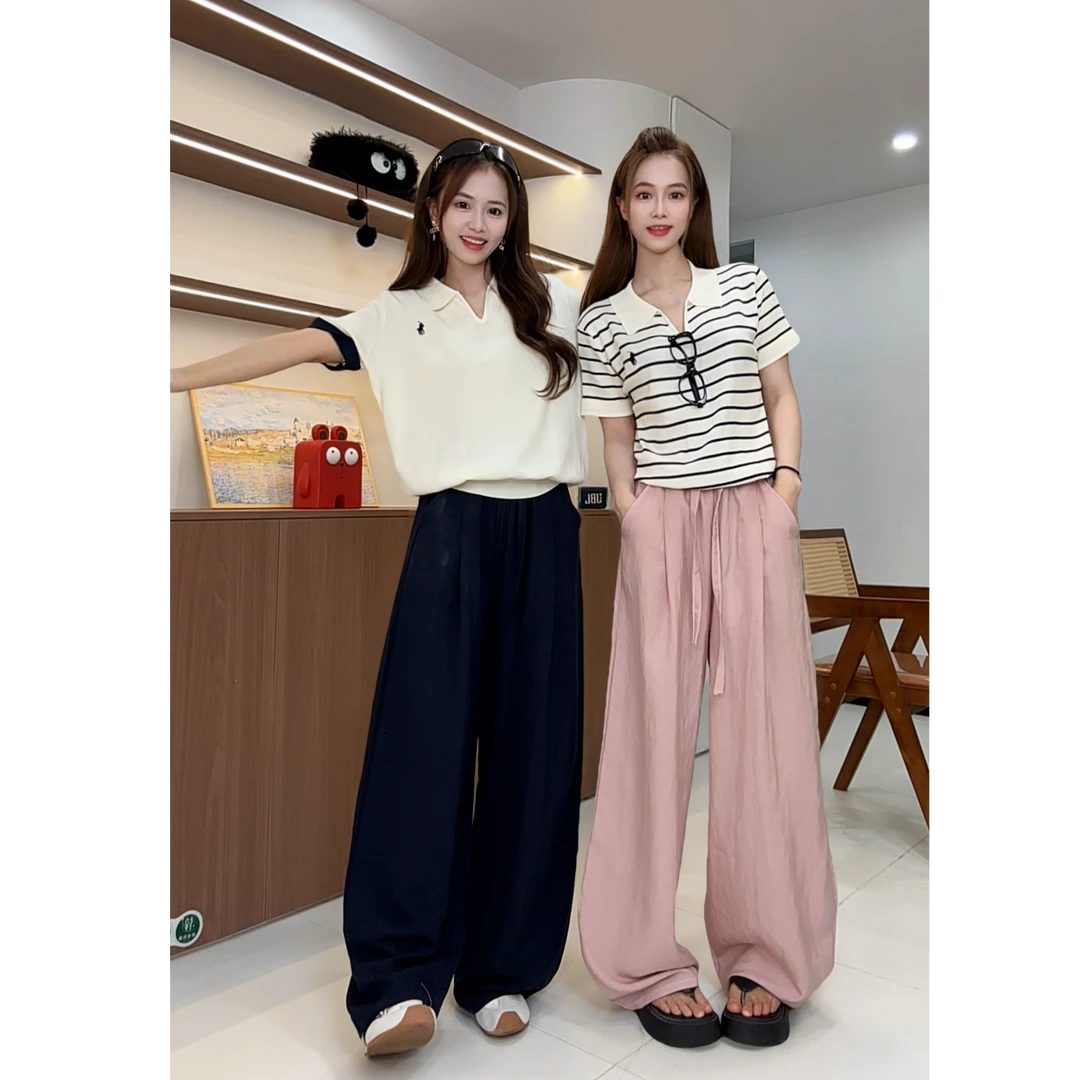 【现货+运费险】2025夏季新款抗皱垂感直筒冰丝阔腿弯刀裤