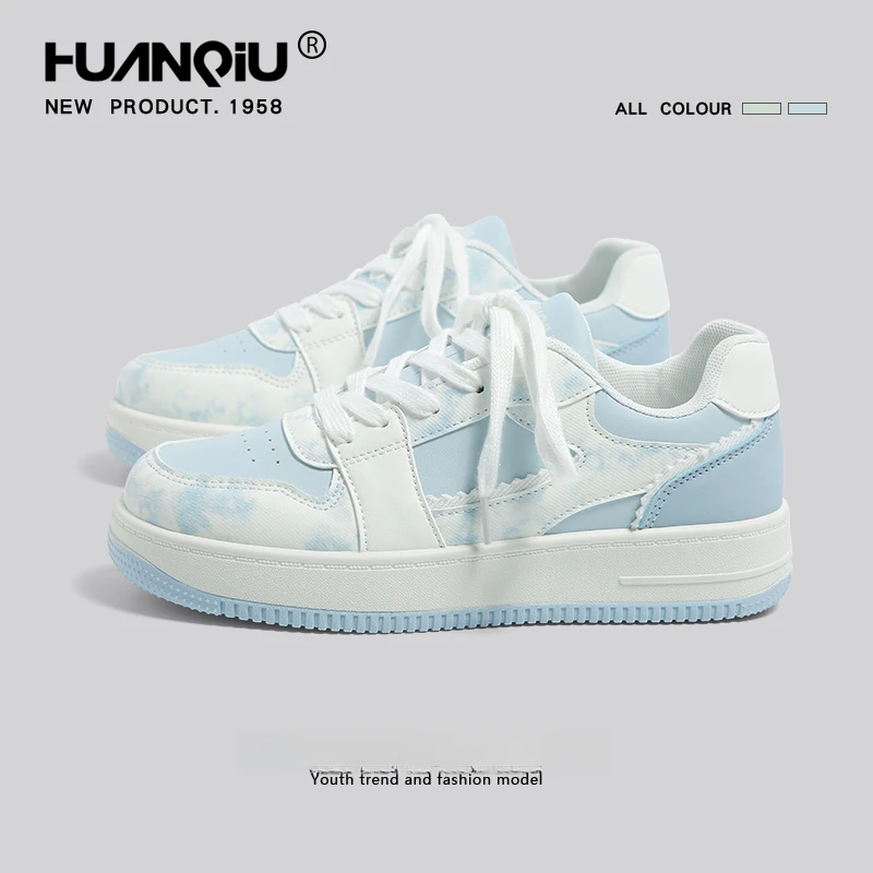 环球蓝色板鞋女2025春季新款厚底增高潮流原创学生休闲百搭运动鞋