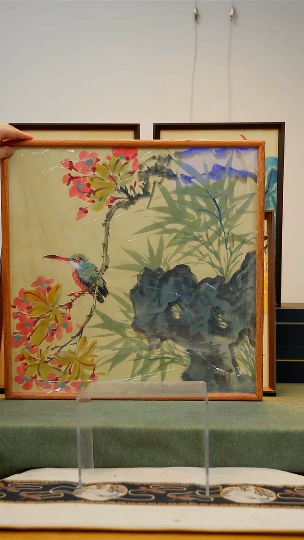国画国画50*50cm实木不落名绘画带框发货  768