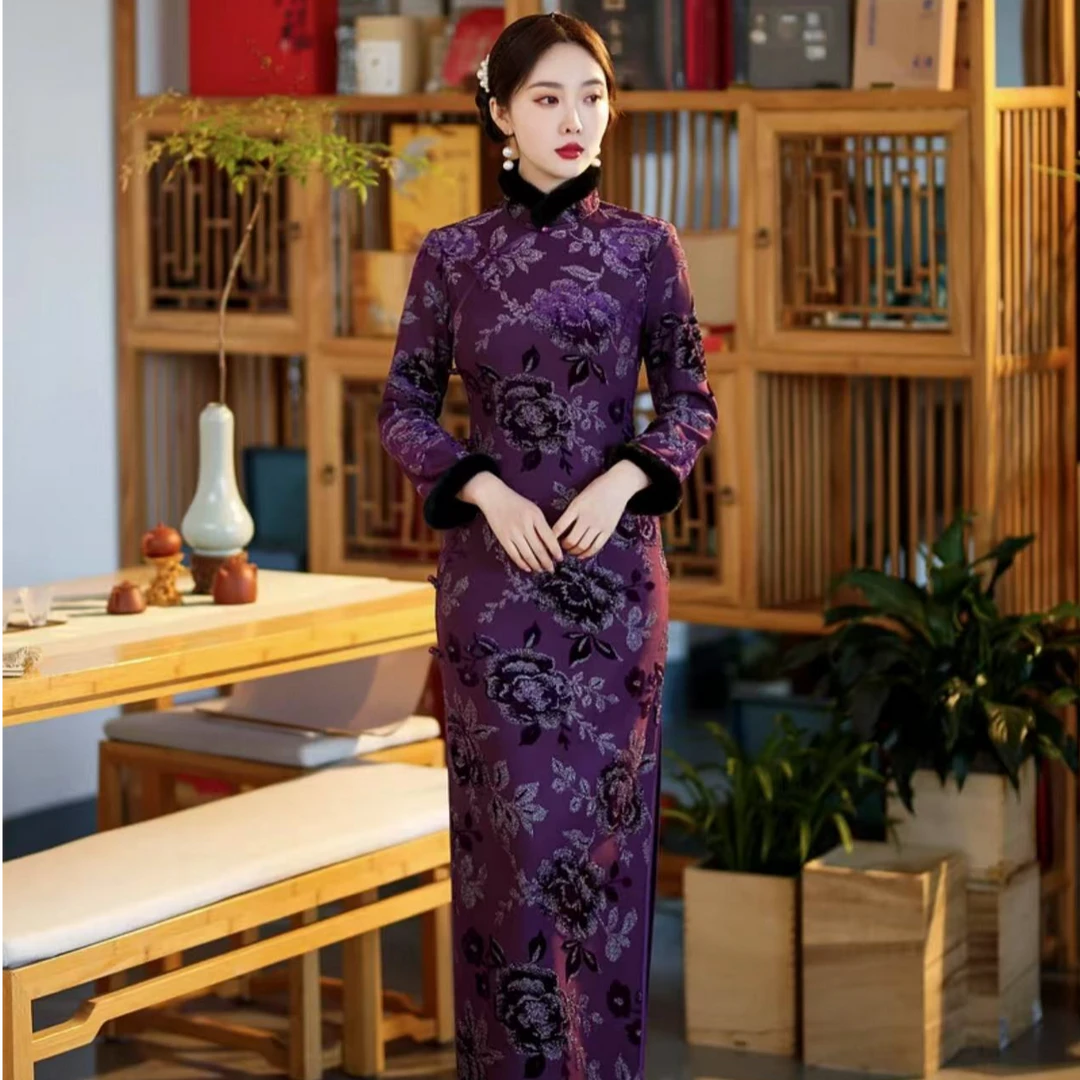 1010--QY--苏州高端旗袍秋冬款加绒加厚