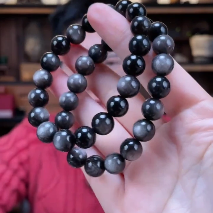 14mm银曜石手串ZD多样性发一