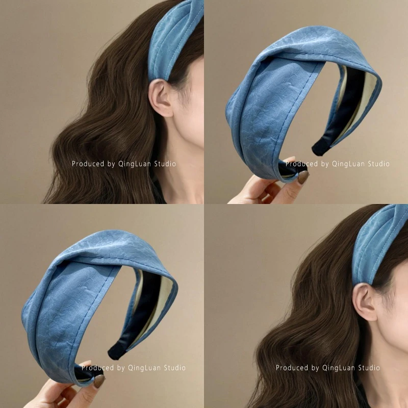 旺角茶餐厅~复古港风发箍女2024新款皮质交叉高颅顶头箍发带盘发