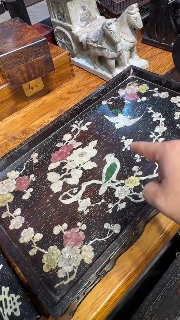 木紫檀螺钿大茶盘邵氏紫檀木艺