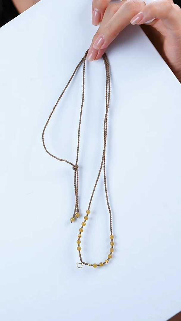 项链银S925镶嵌和田玉手编项链绳