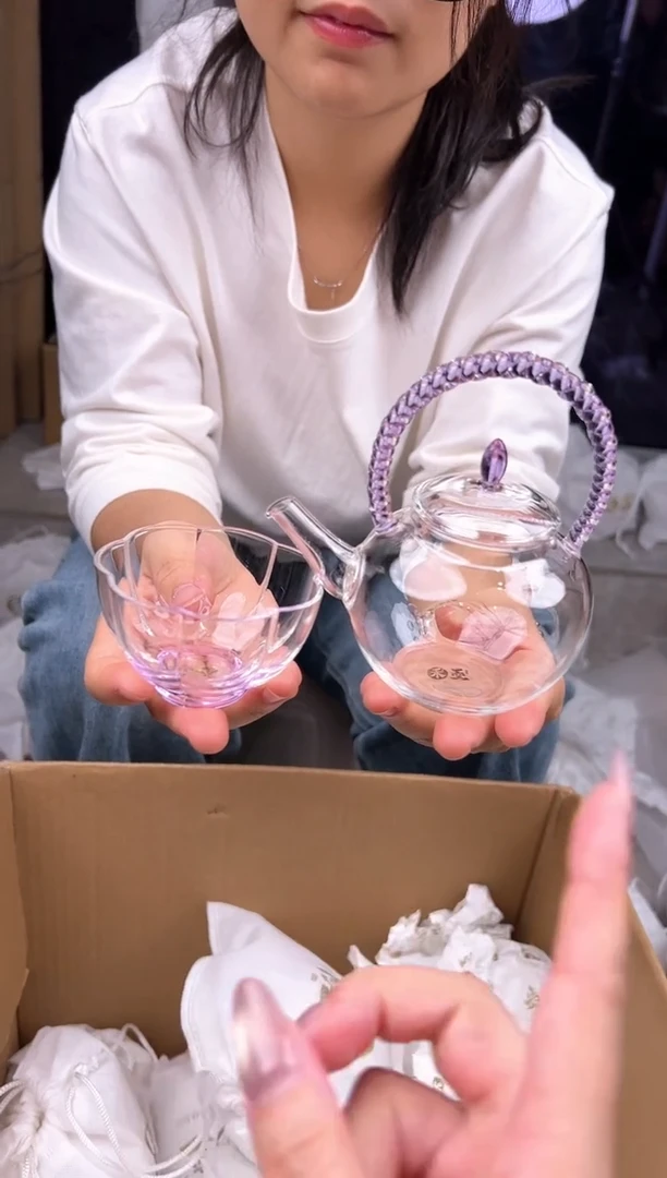 禾墨 栀意提梁壶浅紫色+杯子