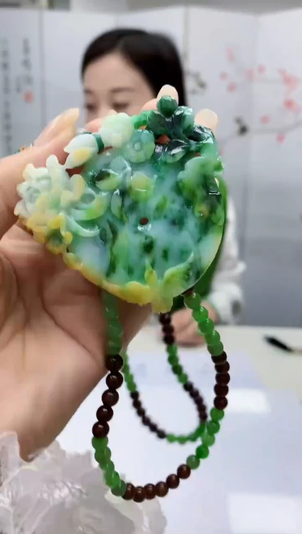 【闪购商品】定制翡翠未镶嵌4852lr-毛货挂件送珠链193