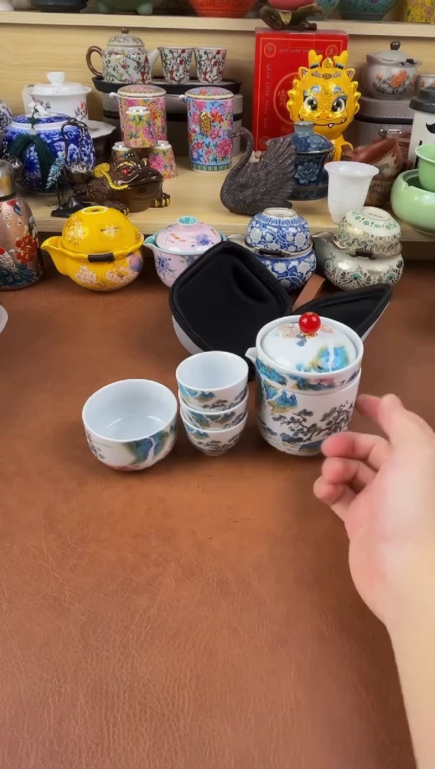 陶瓷茶具摆件旅行套组
