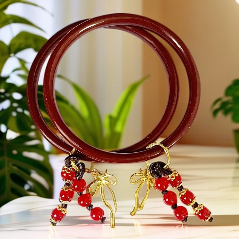 非金属玻璃手镯 非金属玻璃手镯玻璃手镯深红两只琉璃叮当镯