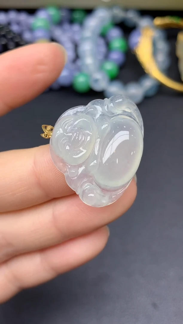 颈饰18K金镶嵌翡翠134-雪姐翡翠天天见