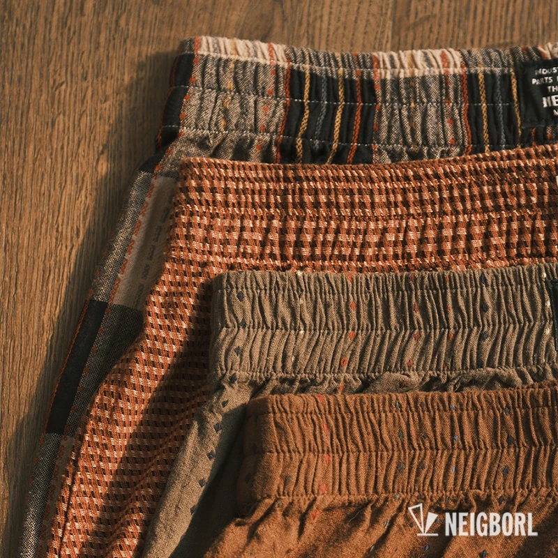 【7A】NEIGBORL钊叔制复古阿罗男士平角格子条纹短裤舒适纯棉内裤