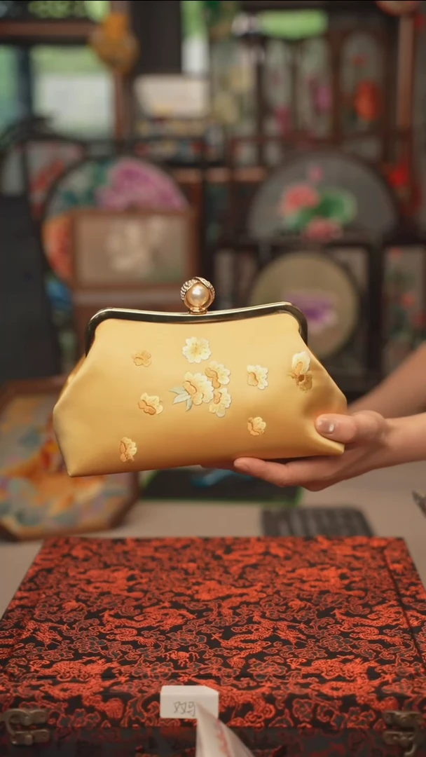 扇子包包 绣花双面非遗