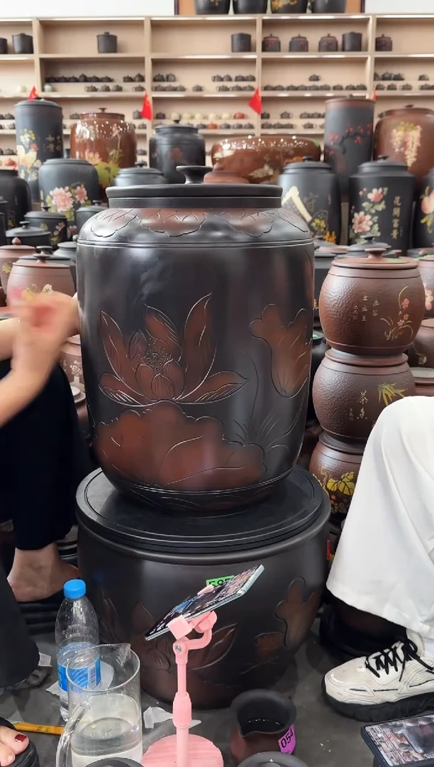 瑕疵茶缸高50cm  荷花   587