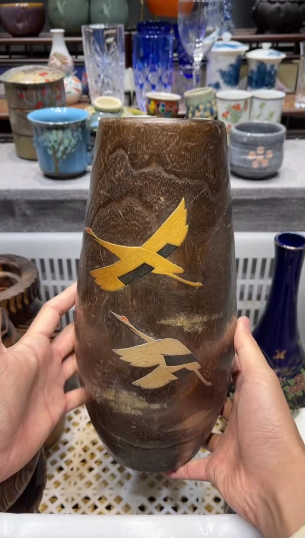 瓷片T1实木大花瓶