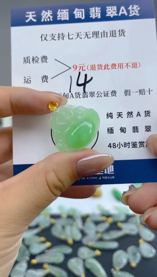 颈饰18K金镶嵌翡翠天然A货翡翠