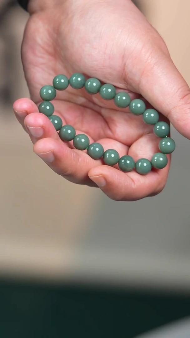 未镶嵌手链和田玉10mm粉青