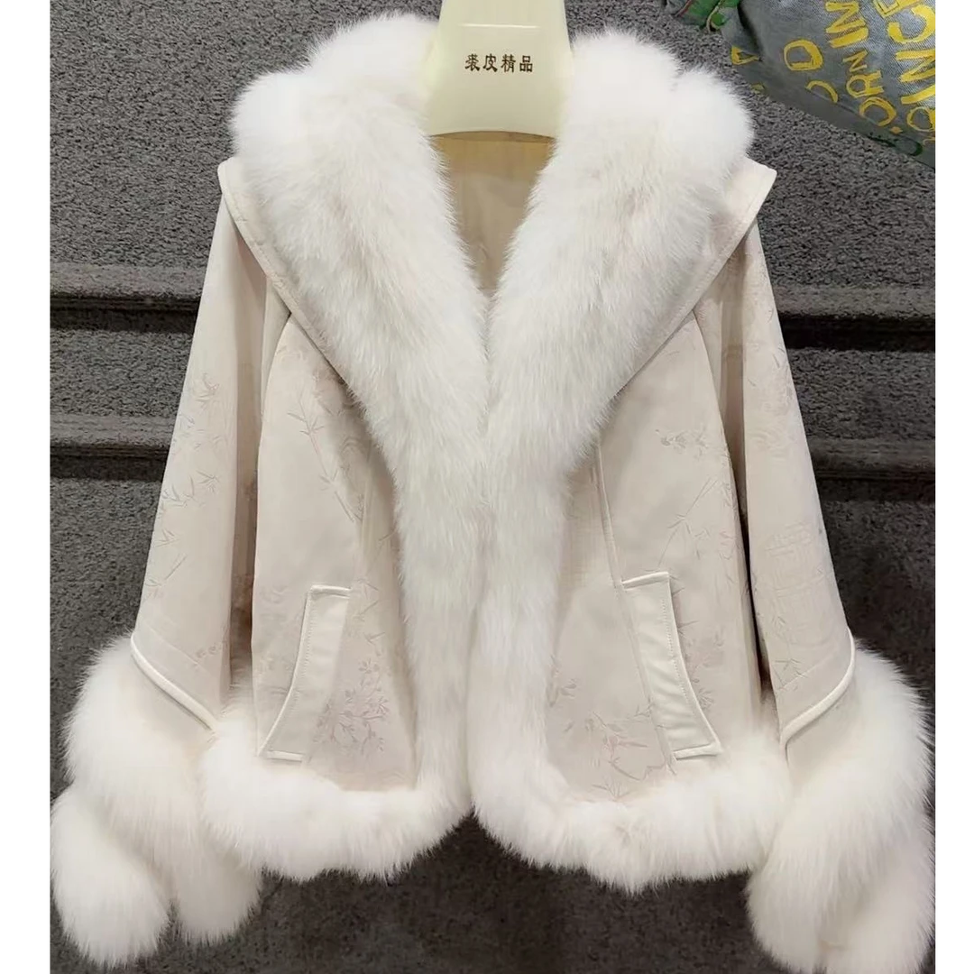 DOUSHEHUI    裳美人狐狸毛麂皮绒皮草服饰外套