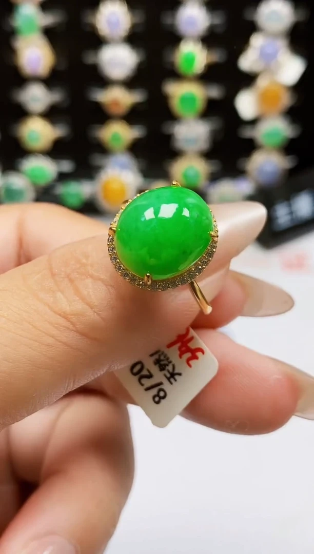 银S925镶嵌戒指翡翠0043