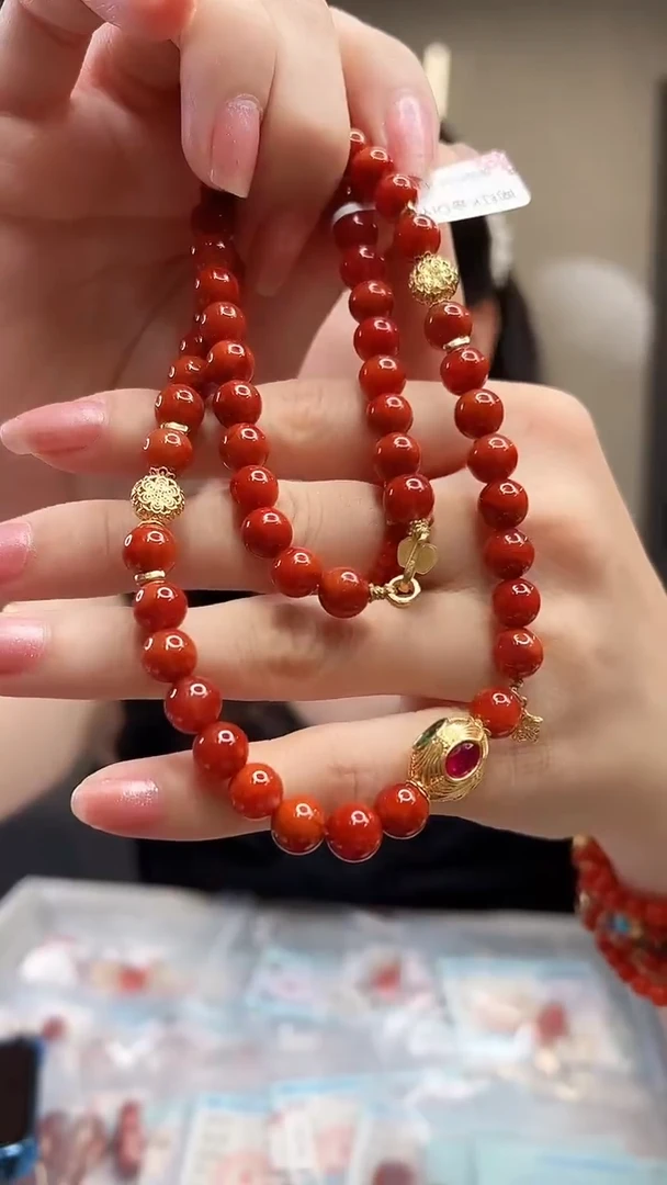 未镶嵌项链南红玛瑙/18K金设计款/8mm