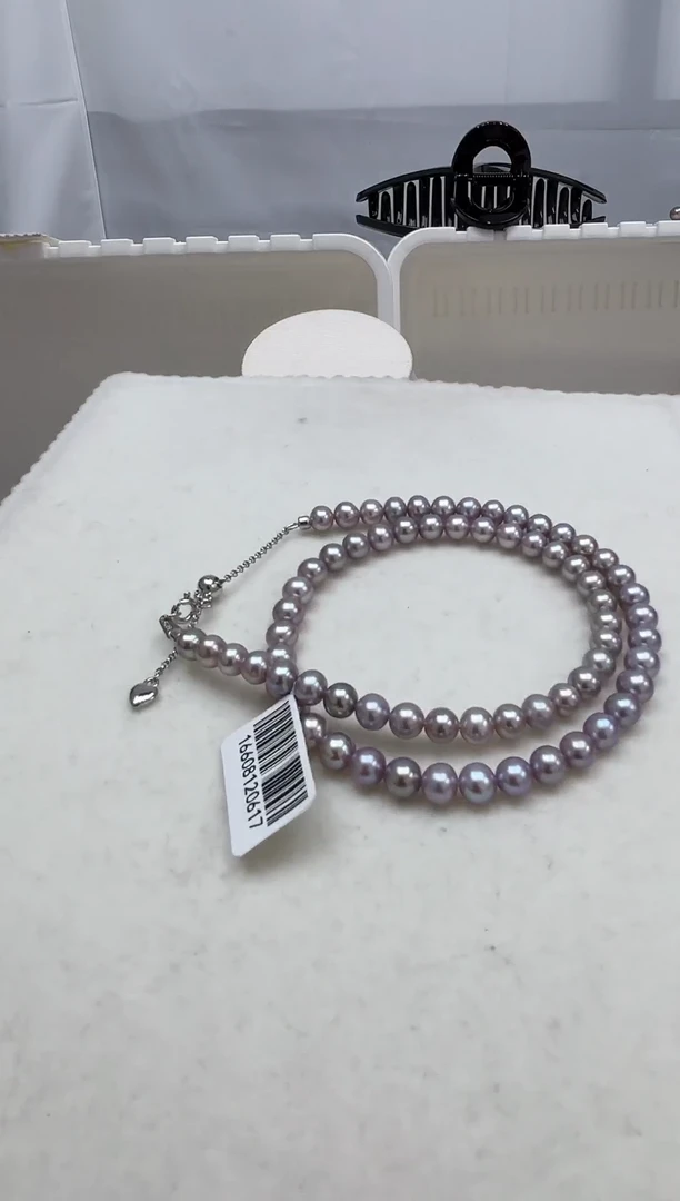 银S925镶嵌项链淡水珍珠项链