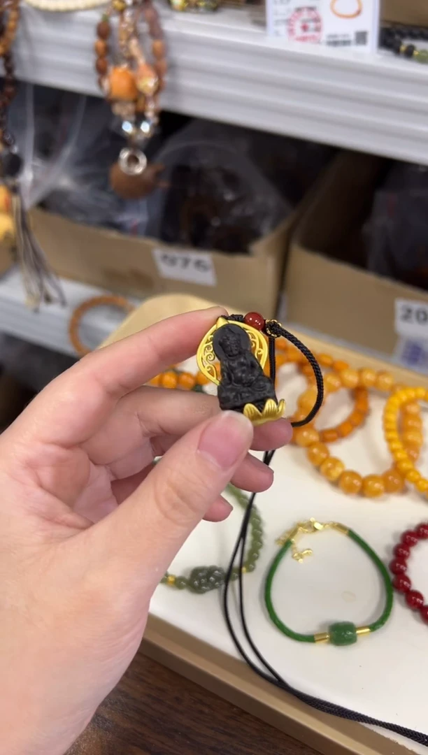 檀香木无事牌黑奇黄财财檀木吊坠[956]