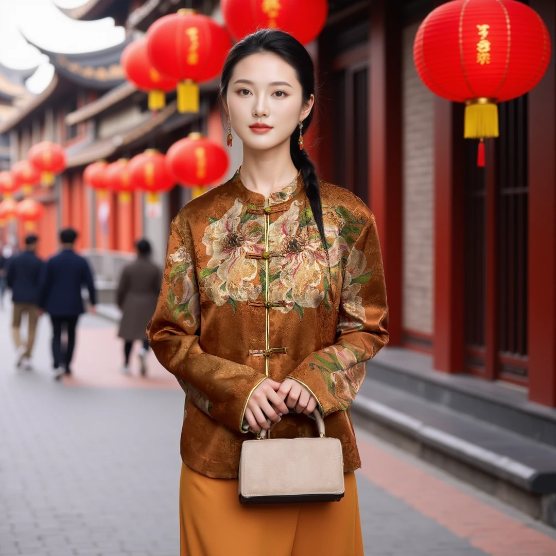 【香菱】新中式减龄外套 春季新款女装国风牡丹花气质淑女上衣12159