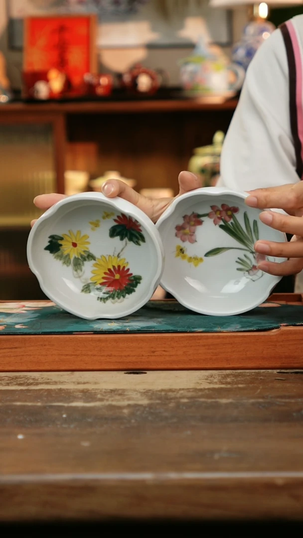 摆件景德镇纯手工釉下彩精品茶具水杯
