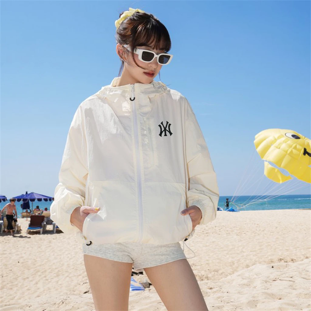 NY款多巴胺情侣款防晒衣速干透气户外休闲连帽印花防晒衣