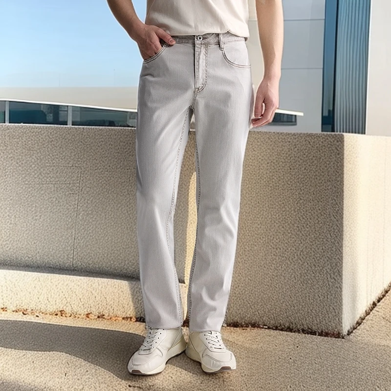利郎【雅丹系列】秋季莱赛尔莫代尔修身直筒牛仔裤弹力商务休闲男裤