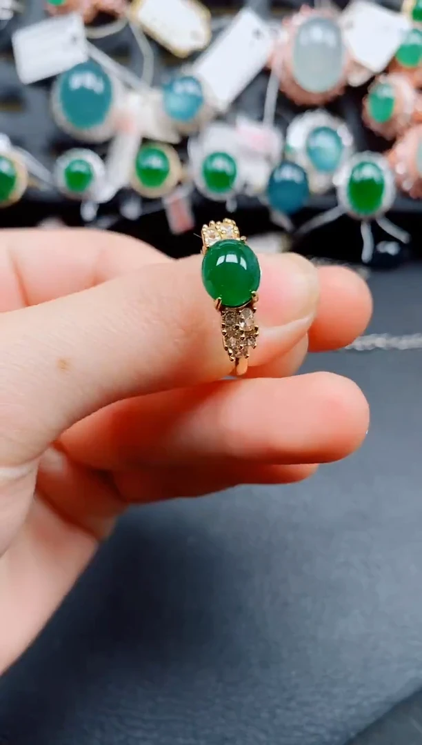 银S925镶嵌戒指翡翠翡翠