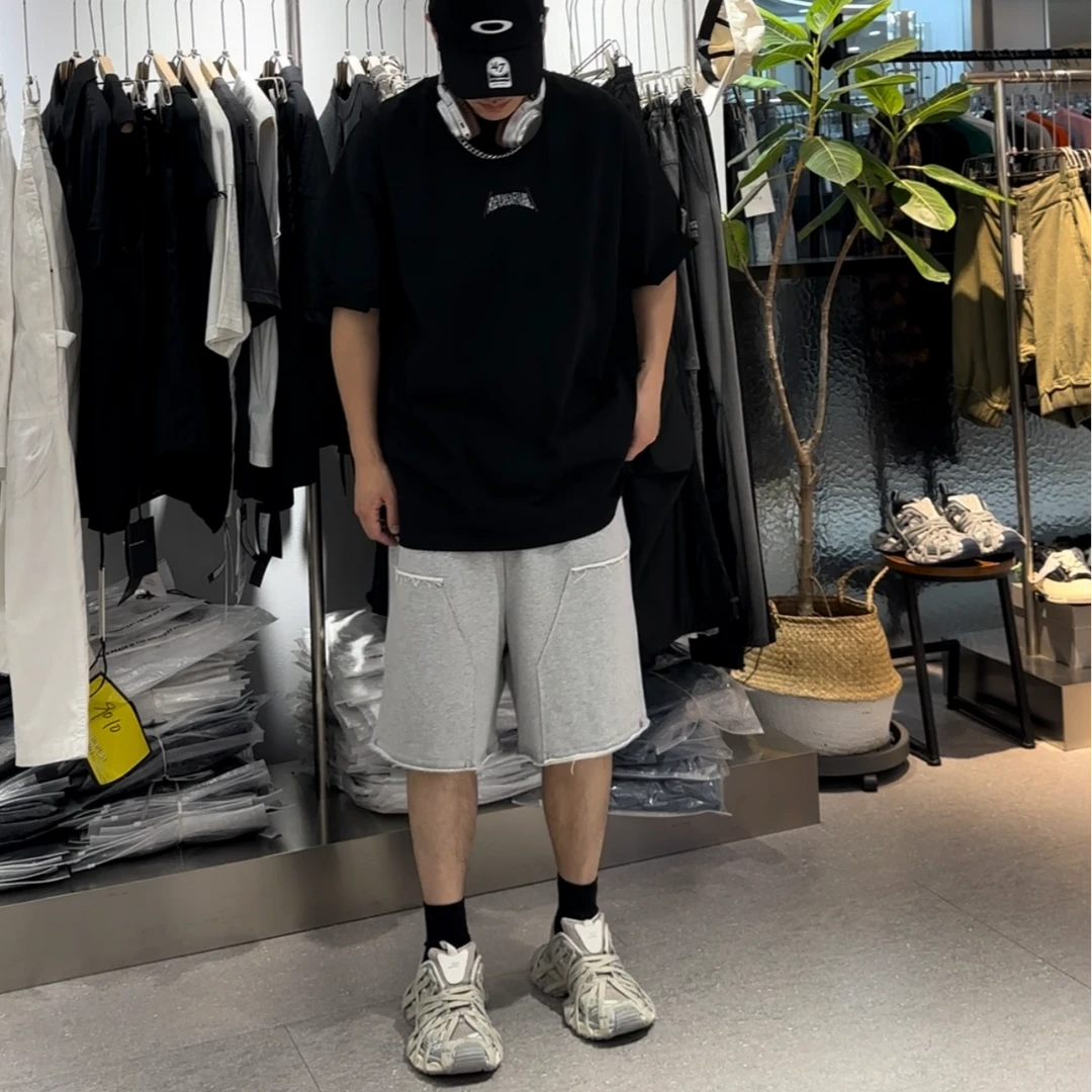 夏季立体剪裁毛线圈料短裤