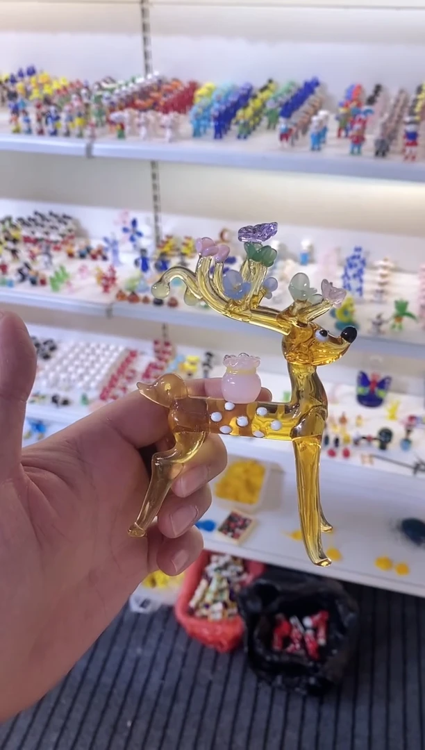 手工艺品琉璃一鹿有钱