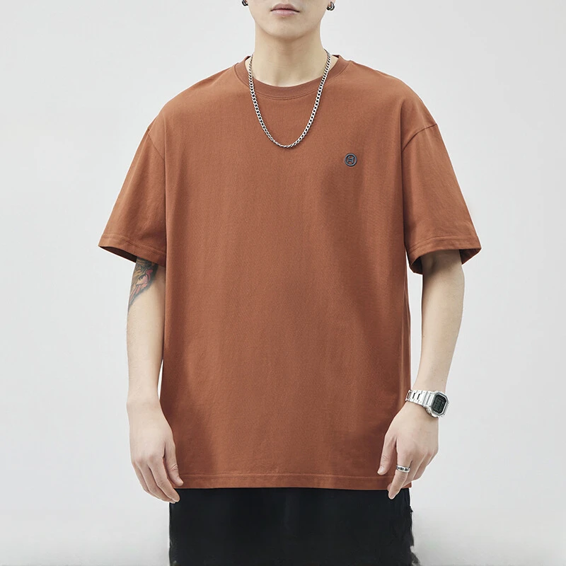 哈逊梅奈欧货高品质纯棉短袖t恤男士夏季宽松圆领时尚刺绣休闲T恤