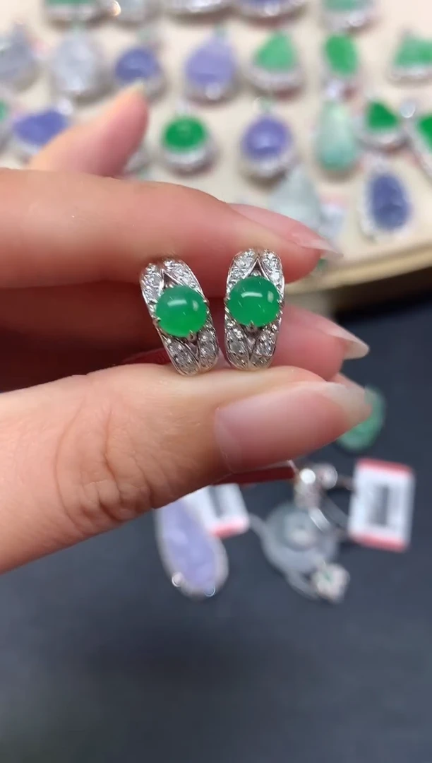 18K金镶嵌翡翠耳饰耳饰|9999