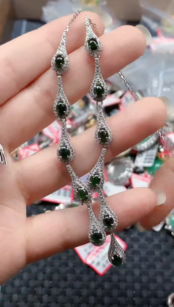 银S925镶嵌戒指翡翠天然A货缅甸翡翠