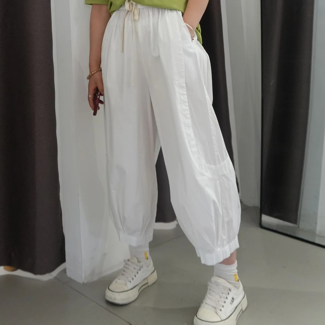 白色灯笼裤宽松透气阔腿防蚊裤
