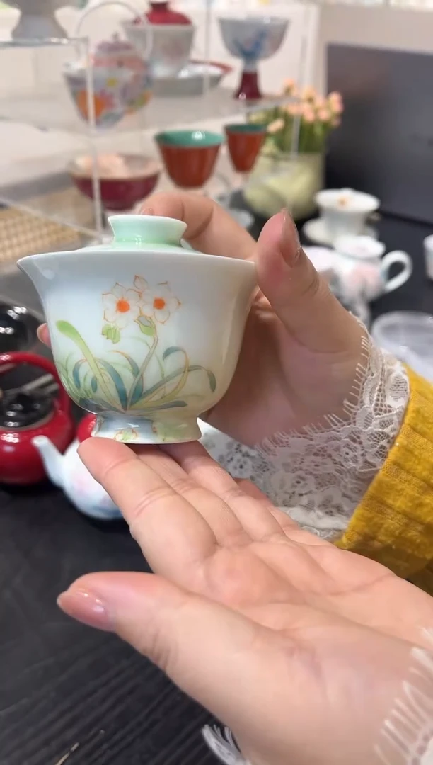 【闪购商品】明知山志-艾绿-水仙气韵-青时盖碗