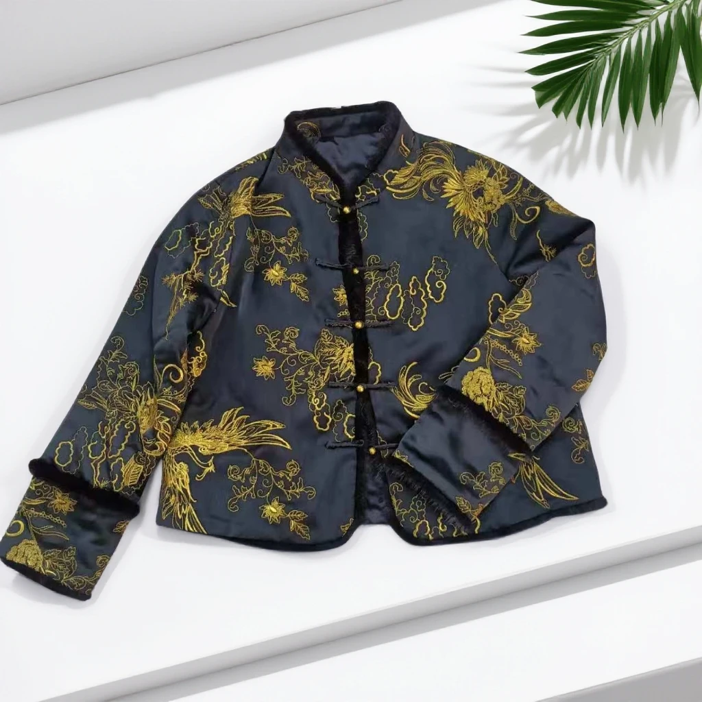 16063-8新国风盘金秀水水毛女款棉服