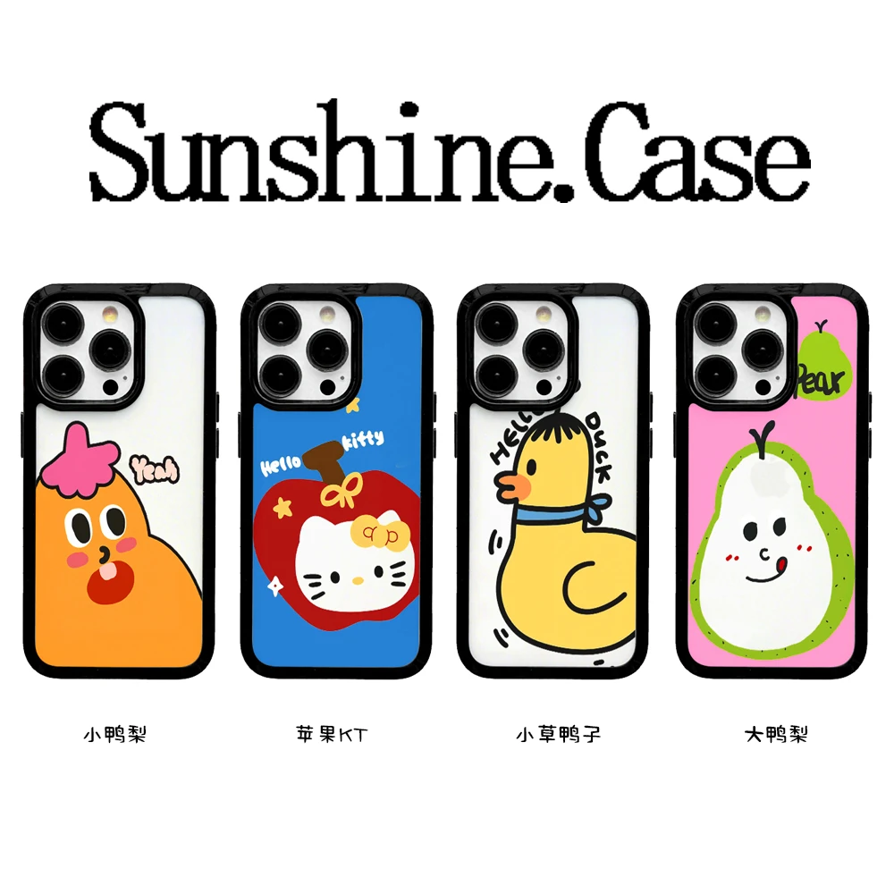 黑边亚克力大鸭梨适用苹果16promax/iphone15/14手机壳防摔透明